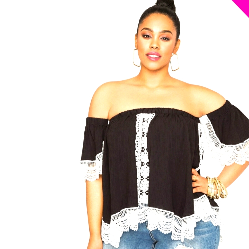 OFF-SHOULDER CROCHETED TOP